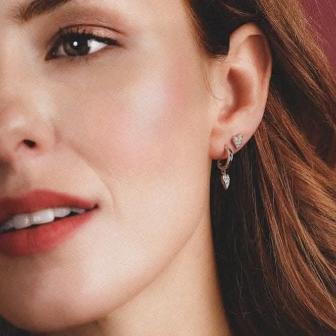Desire Precious White Topaz Heart Hoop Drop Earrings 50506WT Kit Heath Jewelry And Accessories