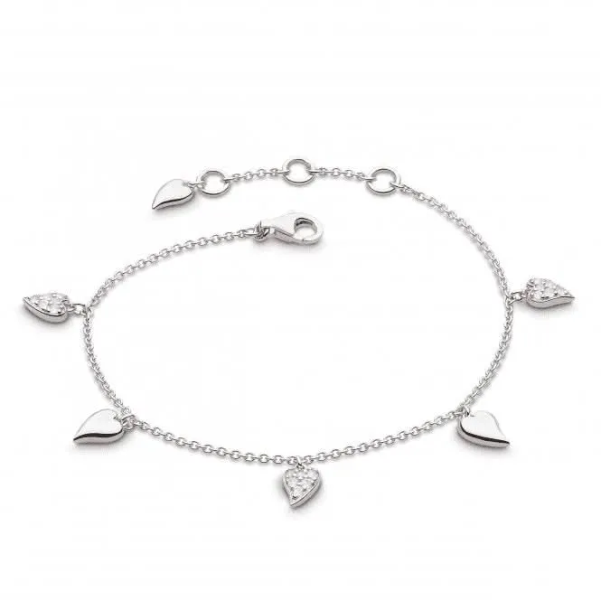 Desire Precious White Topaz Heart Station Rhodium 7.5" Bracelet 70510WT Kit Heath Jewelry And Accessories
