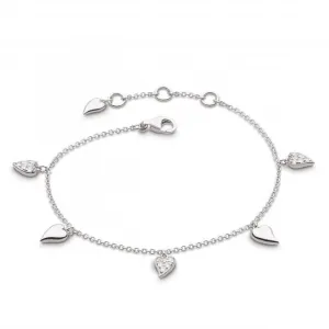Desire Precious White Topaz Heart Station Rhodium 7.5" Bracelet 70510WT Kit Heath Jewelry And Accessories