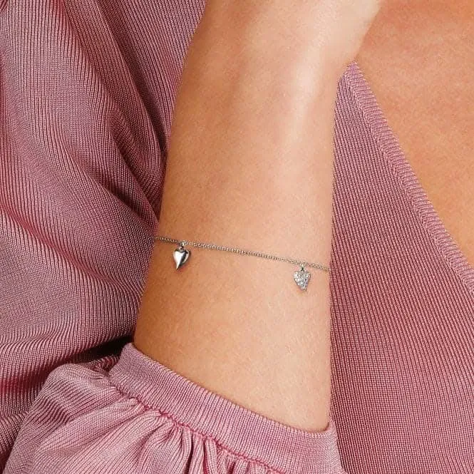 Desire Precious White Topaz Heart Station Rhodium 7.5" Bracelet 70510WT Kit Heath Jewelry And Accessories