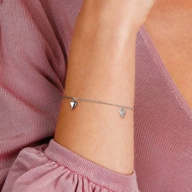 Desire Precious White Topaz Heart Station Rhodium 7.5" Bracelet 70510WT Kit Heath Jewelry And Accessories