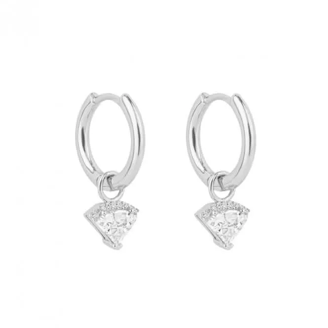 Diamond Shaped Zirconia Assembled Hoop Earrings E6196 Diamonfire Jewellery