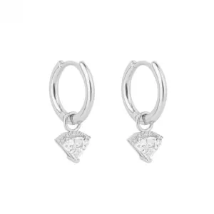 Diamond Shaped Zirconia Assembled Hoop Earrings E6196 Diamonfire Jewellery