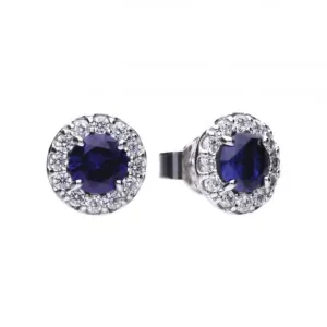 Diamonfire Silver Blue Zirconia Round Earrings E5598 Diamonfire Jewellery