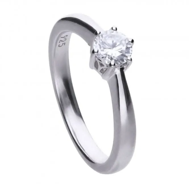 Diamonfire Silver White 6 Claw Solitaire Zirconia Ring R3618 Diamonfire Jewellery