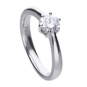 Diamonfire Silver White 6 Claw Solitaire Zirconia Ring R3619 Diamonfire Jewellery