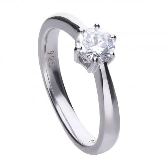 Diamonfire Silver White 6 Claw Solitaire Zirconia Ring R3619 Diamonfire Jewellery
