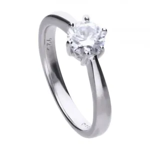 Diamonfire Silver White 6 Claw Solitaire Zirconia Ring R3620 Diamonfire Jewellery