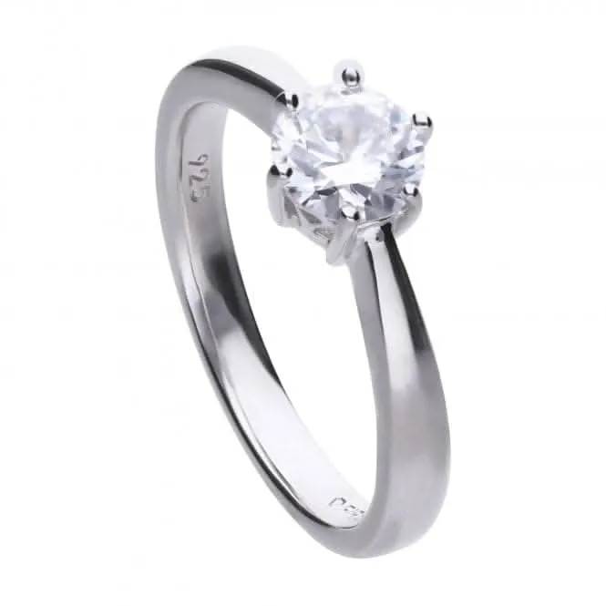Diamonfire Silver White 6 Claw Solitaire Zirconia Ring R3620 Diamonfire Jewellery