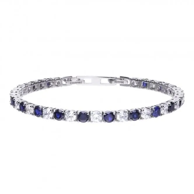Diamonfire Silver White Blue Tennis Bracelet B5087 Diamonfire Jewellery