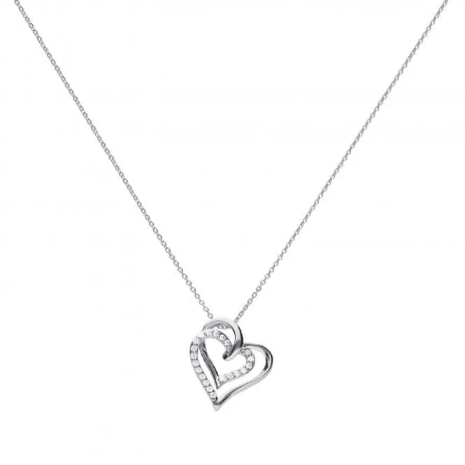 Diamonfire Silver White Zirconia Entwined Hearts Necklace N4240 Diamonfire Jewellery