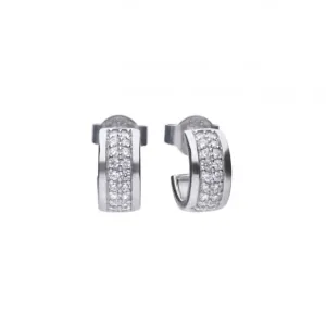Diamonfire Silver White Zirconia Half Creole Earrings E5606 Diamonfire Jewellery