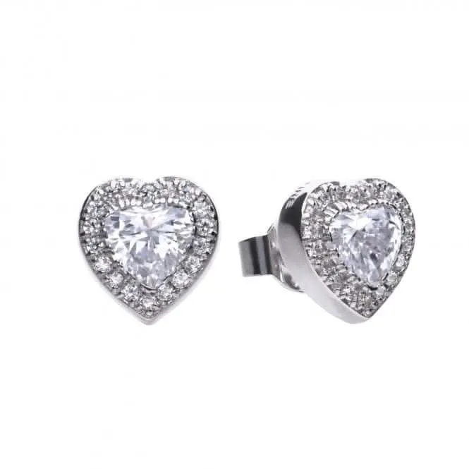Diamonfire Silver White Zirconia Heart Earrings E5589 Diamonfire Jewellery