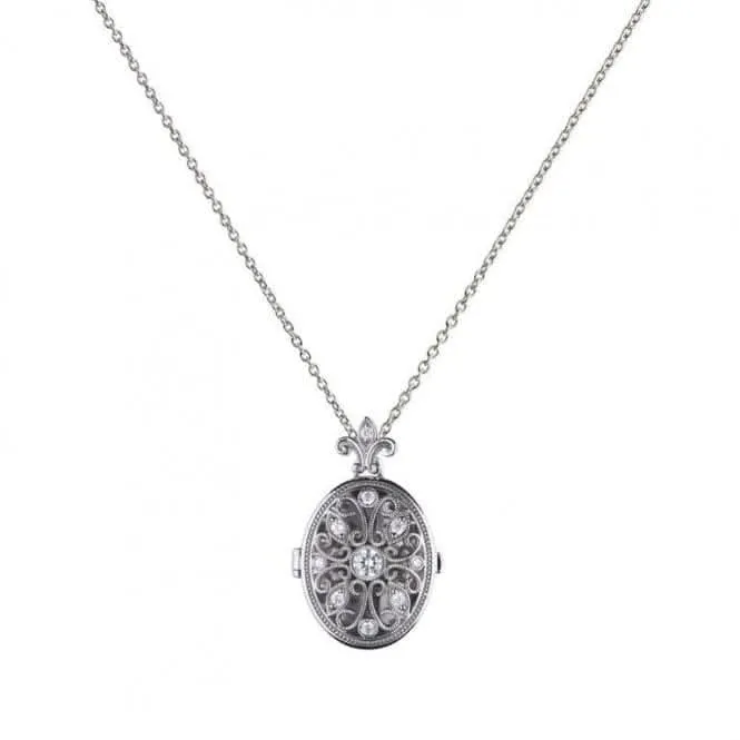 Diamonfire Silver White Zirconia Oval Pendant P4622 Diamonfire Jewellery
