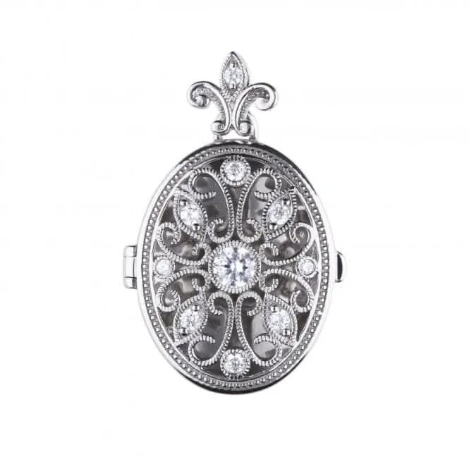 Diamonfire Silver White Zirconia Oval Pendant P4622 Diamonfire Jewellery