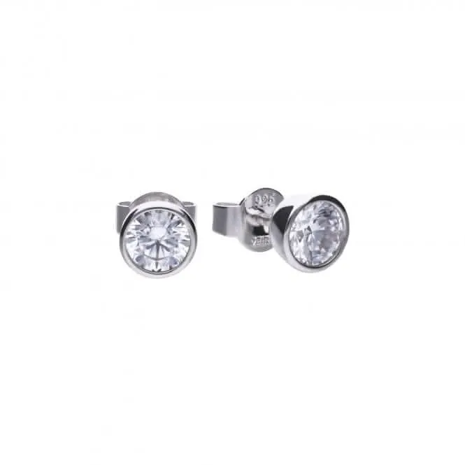 Diamonfire Silver White Zirconia Solitaire Earrings E5618 Diamonfire Jewellery