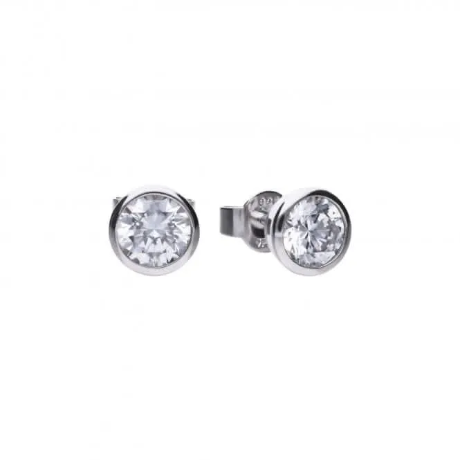 Diamonfire Silver White Zirconia Solitaire Earrings E5619 Diamonfire Jewellery