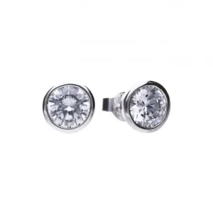 Diamonfire Silver White Zirconia Solitaire Earrings E5621 Diamonfire Jewellery