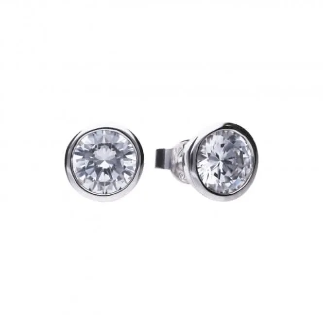 Diamonfire Silver White Zirconia Solitaire Earrings E5621 Diamonfire Jewellery
