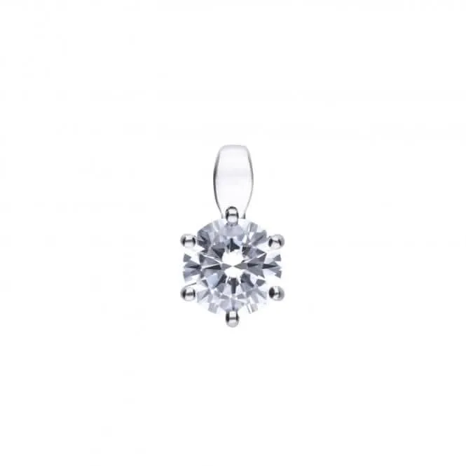 Diamonfire Silver White Zirconia Solitaire Pendant P4607 Diamonfire Jewellery