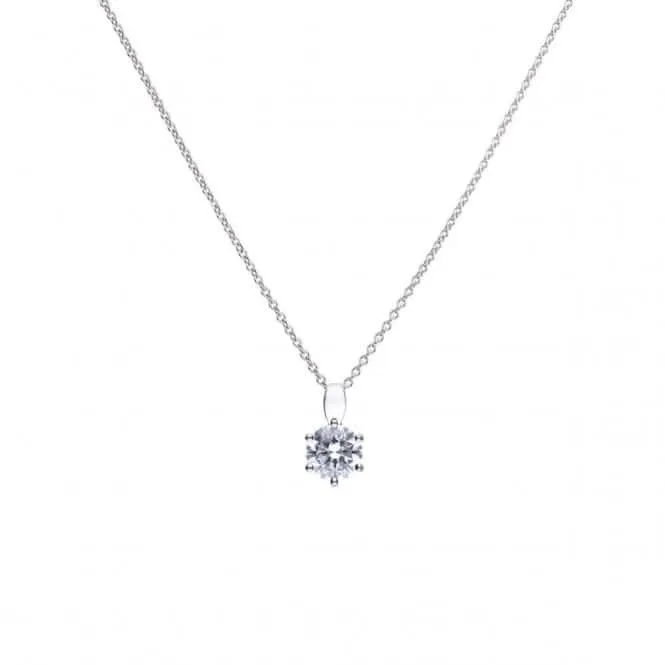 Diamonfire Silver White Zirconia Solitaire Pendant P4607 Diamonfire Jewellery