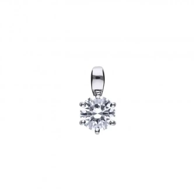 Diamonfire Silver White Zirconia Solitaire Pendant P4608 Diamonfire Jewellery