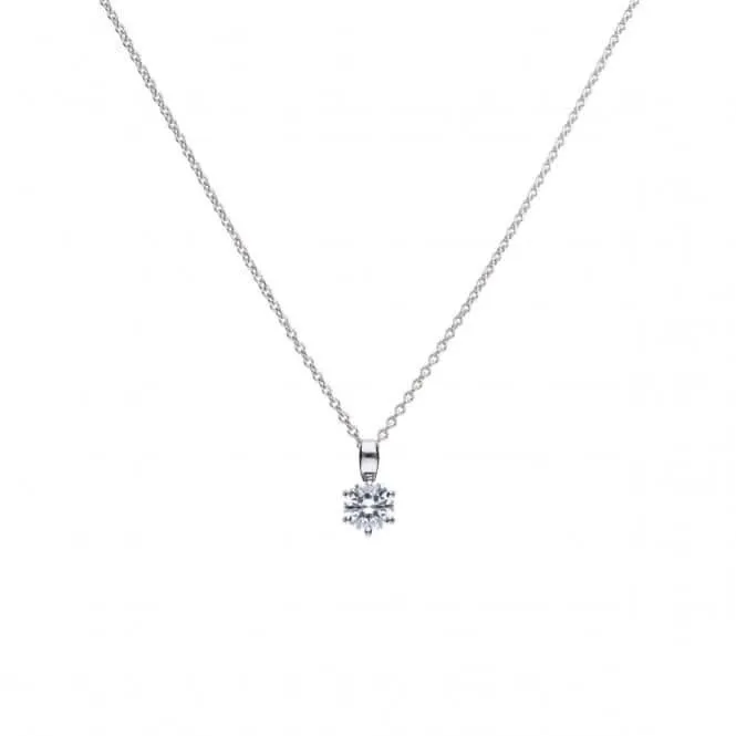Diamonfire Silver White Zirconia Solitaire Pendant P4608 Diamonfire Jewellery