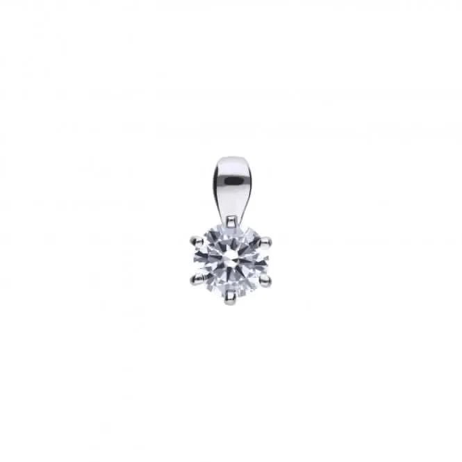 Diamonfire Silver White Zirconia Solitaire Pendant P4609 Diamonfire Jewellery