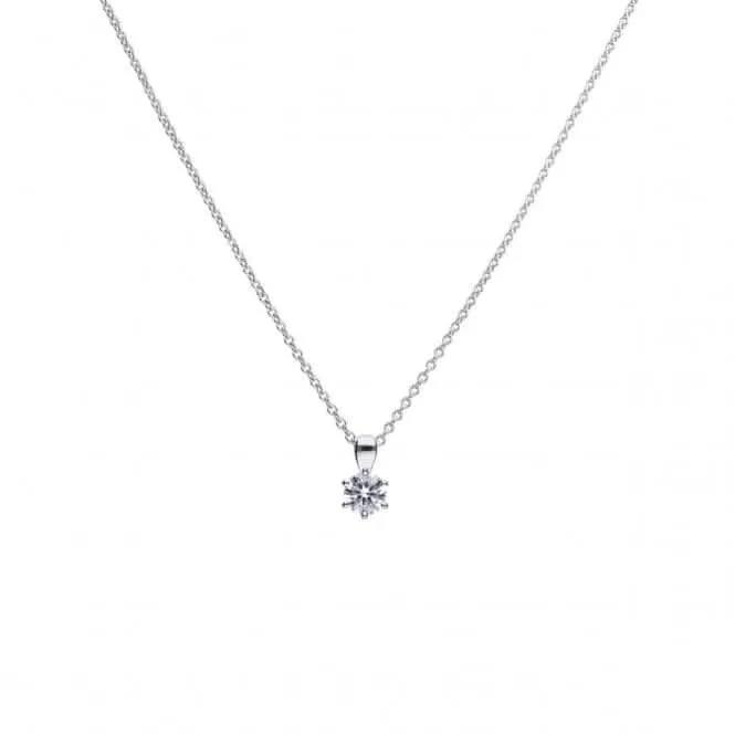 Diamonfire Silver White Zirconia Solitaire Pendant P4609 Diamonfire Jewellery