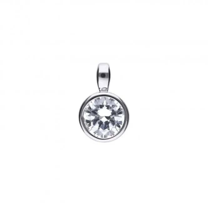 Diamonfire Silver White Zirconia Solitaire Pendant P4644 Diamonfire Jewellery