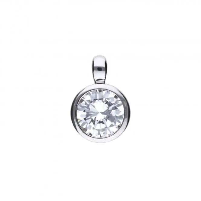 Diamonfire Silver White Zirconia Solitaire Pendant P4645 Diamonfire Jewellery