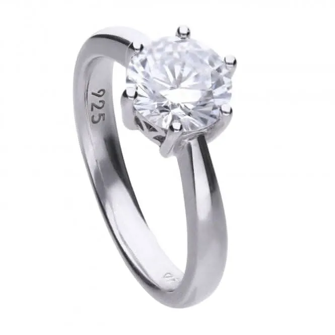 Diamonfire Silver White Zirconia Solitaire Ring R3622 Diamonfire Jewellery