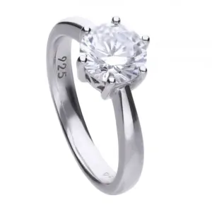 Diamonfire Silver White Zirconia Solitaire Ring R3622 Diamonfire Jewellery