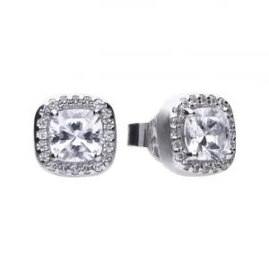 Diamonfire Silver White Zirconia Square Earrings E5590 Diamonfire Jewellery
