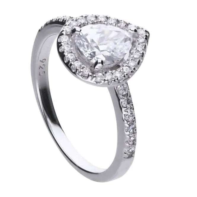Diamonfire Silver White Zirconia Teardrop Ring R3627 Diamonfire Jewellery