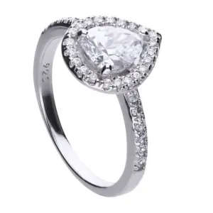 Diamonfire Silver White Zirconia Teardrop Ring R3627 Diamonfire Jewellery