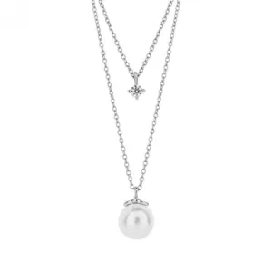 Double Chain Shell Pearl Diamond Shaped Zirconia Necklace N4496 Diamonfire Jewellery