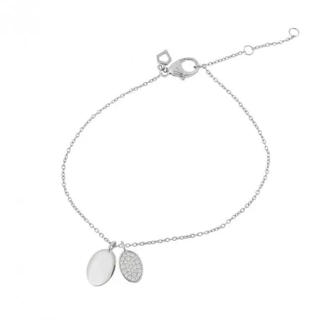 Engravable Pave Set Zirconia Oval Tag Bracelet B5379 Diamonfire Jewellery