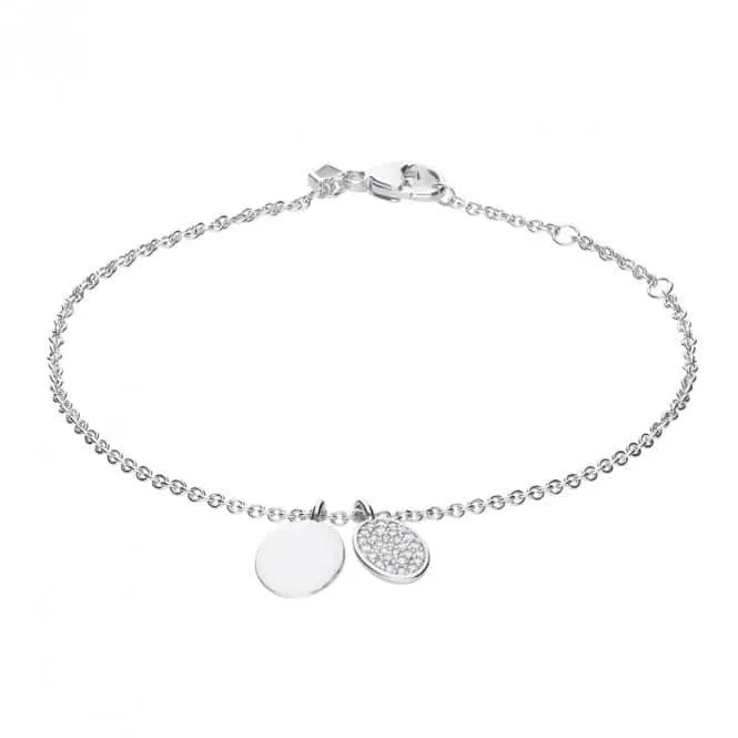 Engravable Pave Set Zirconia Oval Tag Bracelet B5379 Diamonfire Jewellery