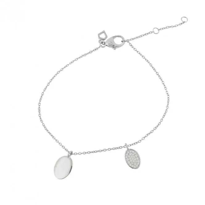 Engravable Pave Set Zirconia Oval Tag Bracelet B5379 Diamonfire Jewellery