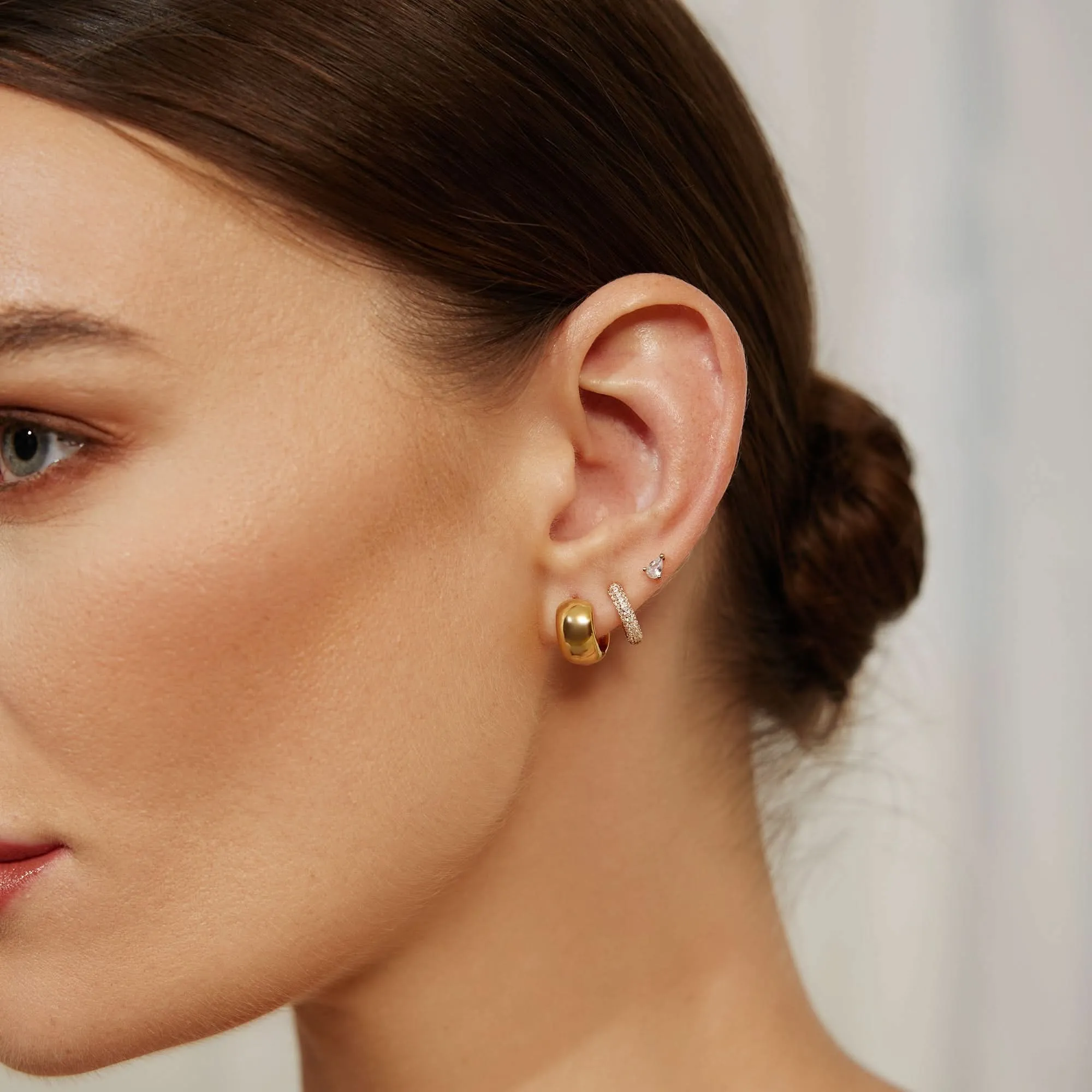 Gold Chubby Small Huggie Hoop Earrings E064-04G Ania Haie Jewellery