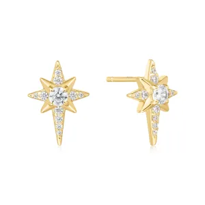 Gold Eight-Pointed Star Stud Earrings E065-02G Ania Haie Jewellery