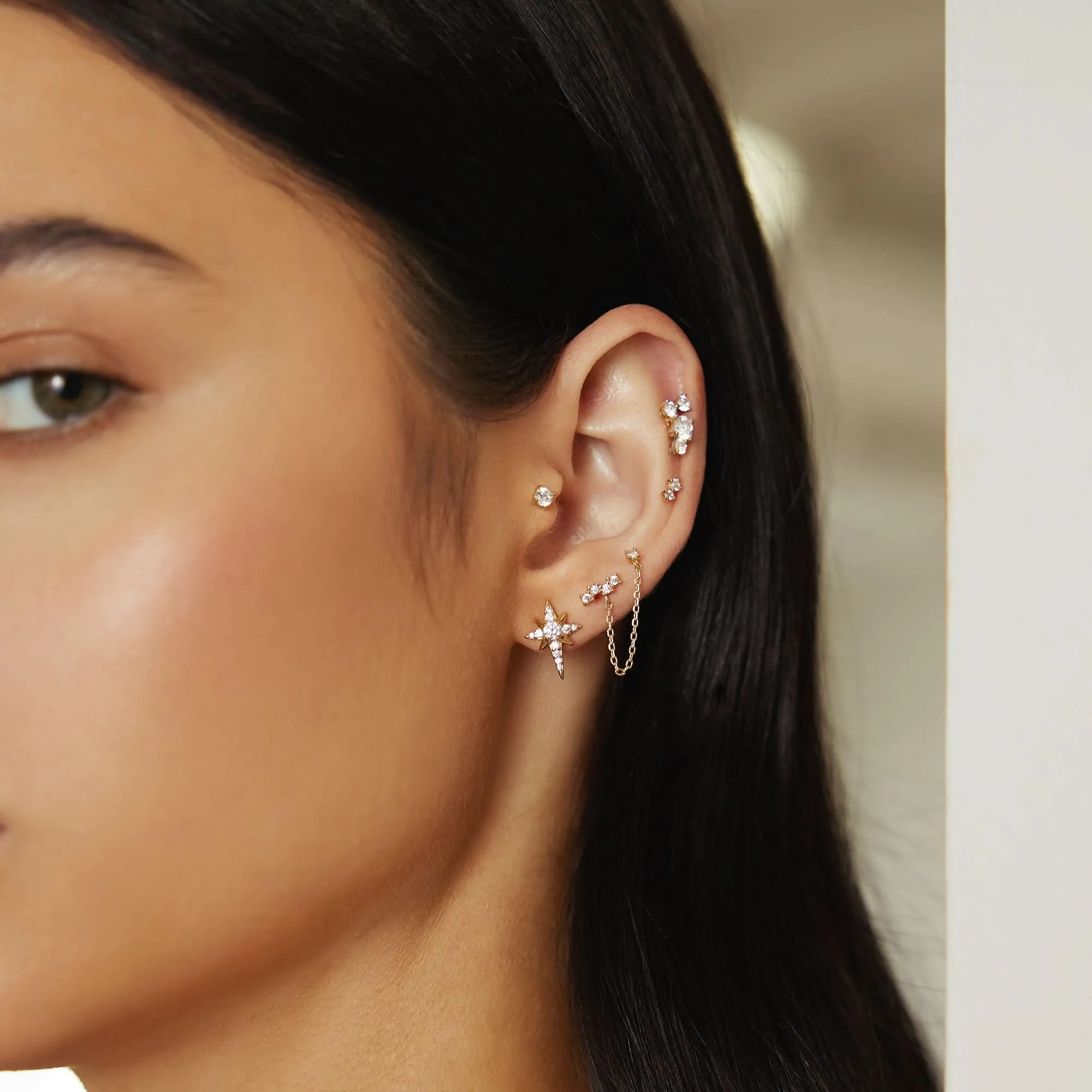 Gold Eight-Pointed Star Stud Earrings E065-02G Ania Haie Jewellery
