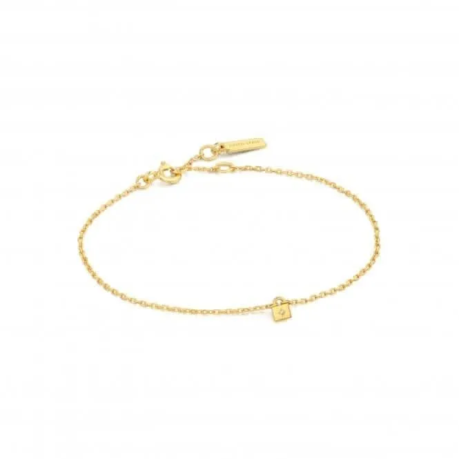 Gold Padlock Bracelet B032-02G Ania Haie Jewellery