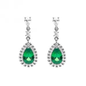 Green Teardrop Pave Surround Earrings E6053 Diamonfire Jewellery
