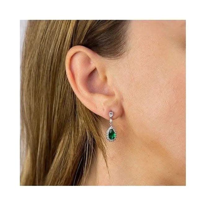 Green Teardrop Pave Surround Earrings E6053 Diamonfire Jewellery