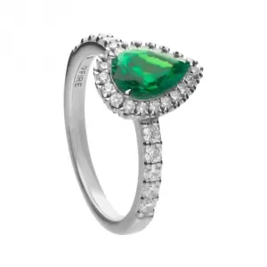 Green Teardrop Pave Surround Ring R3780 Diamonfire Jewellery