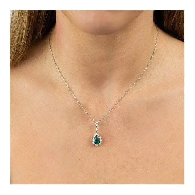 Green Teardrop With Pave Surround Necklace N4465 Diamonfire Jewellery