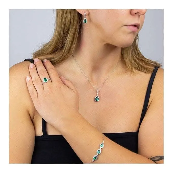 Green Teardrop With Pave Surround Necklace N4465 Diamonfire Jewellery