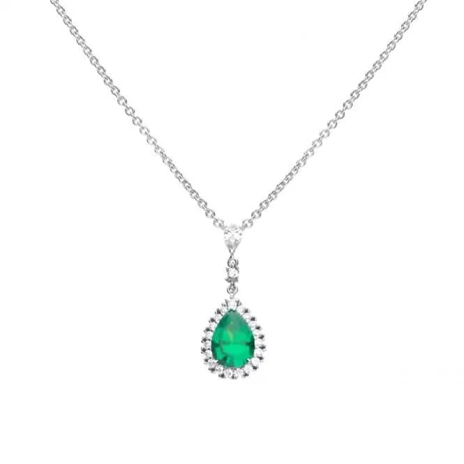 Green Teardrop With Pave Surround Necklace N4465 Diamonfire Jewellery
